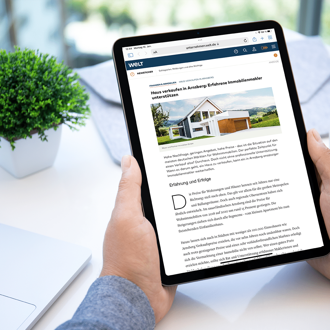 Die meyer & partner Immobiliengruppe wurde von der Plattform WELT.de um deren Expertenmeinung zum Thema Wohnimmobilien gefragt.