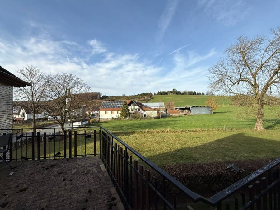 Sauerland pur – Idyllischer Bauernhof mit Einliegerwohnungen & Nebengebäuden - Ausblick Balkon Rückseite