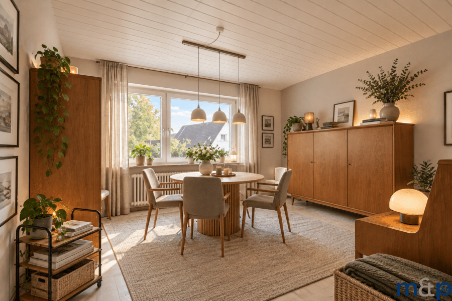 Wohnhaus in exklusiver Wohnlage - mitten im Herzen der Arnsberger Altstadt, direkt am Schlossberg! - Esszimmer 1.Obergeschoss KI generiert
