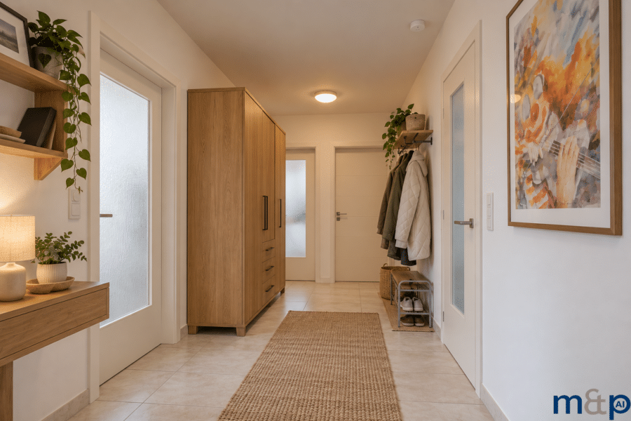 Attraktives Wohnhaus in Alt-Arnsberg – umfassend modernisiert, energieeffizient und sofort nutzbar! - Flur OG KI generiert