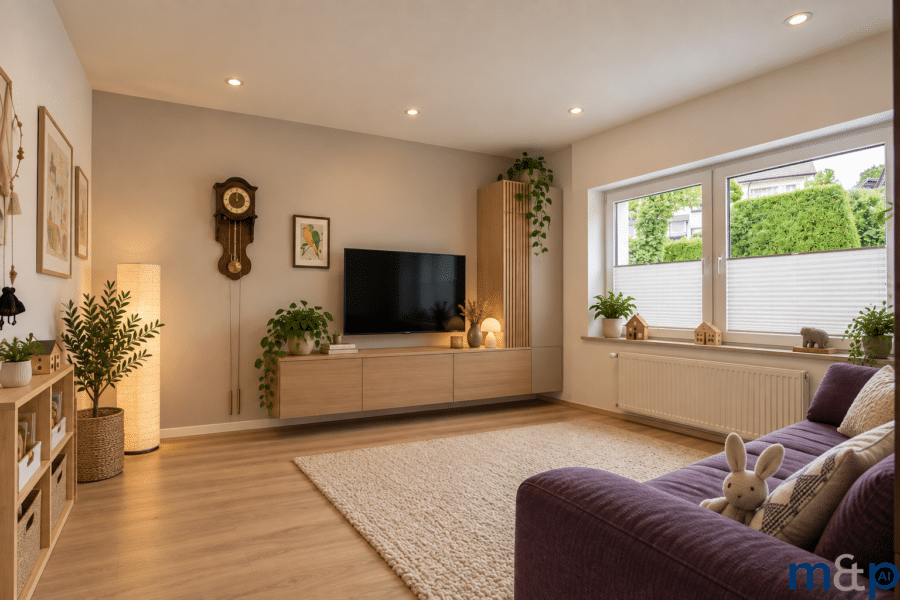 Attraktives Wohnhaus in Alt-Arnsberg – umfassend modernisiert, energieeffizient und sofort nutzbar! - Wohnzimmer OG KI generiert